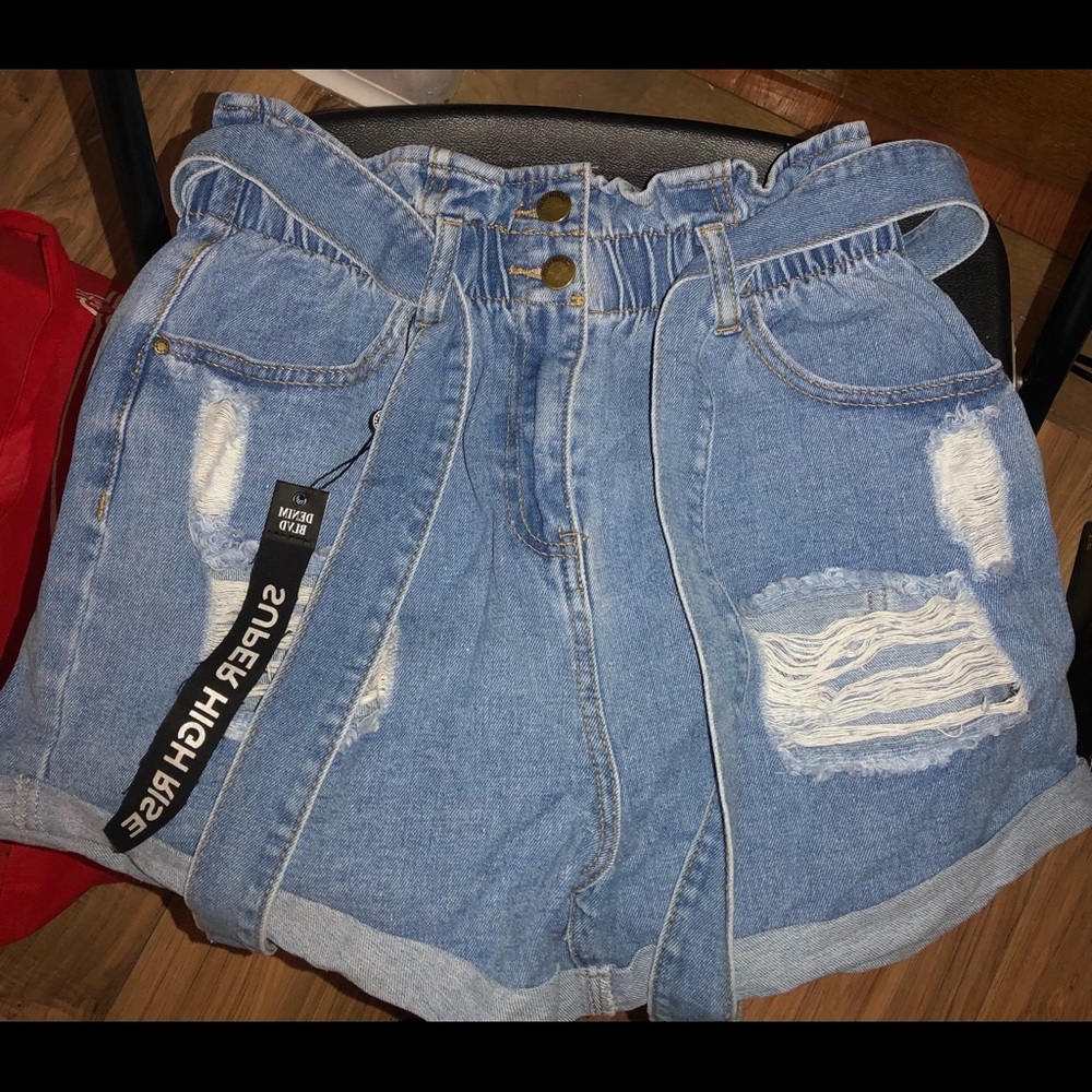 denim blvd high waist blue shorts
